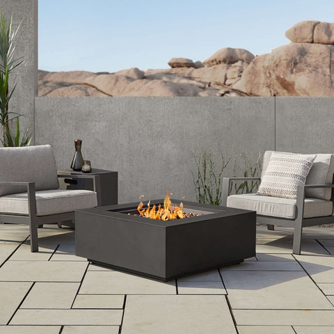 Image of Real Flame Aegean Square Propane or Natural Gas Fire Pit Table | C9812LP-BLK