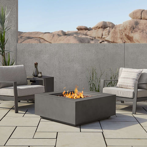 Image of Real Flame Aegean Square Propane or Natural Gas Fire Pit Table | C9812LP-WSLT