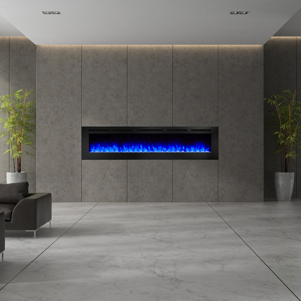 SimpliFire Allusion 84" Wall Mount/Recessed Linear Electric Fireplace | SF-ALL84-BK