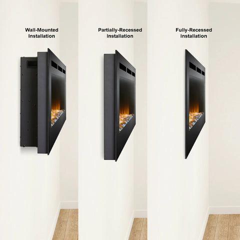 Image of SimpliFire Allusion 84" Wall Mount/Recessed Linear Electric Fireplace | SF-ALL84-BK