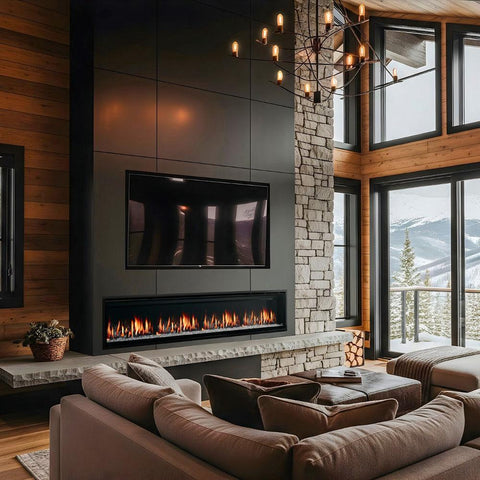 SimpliFire Allusion Edge 100" Linear Electric Recessed Fireplace | SF-ALLE100