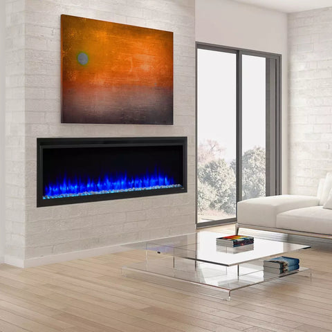 Image of SimpliFire Allusion Platinum 60" Wall Mount/Recessed Linear Electric Fireplace | SF-ALLP60-BK
