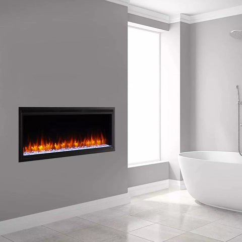 Image of SimpliFire Allusion Platinum 60" Wall Mount/Recessed Linear Electric Fireplace | SF-ALLP60-BK