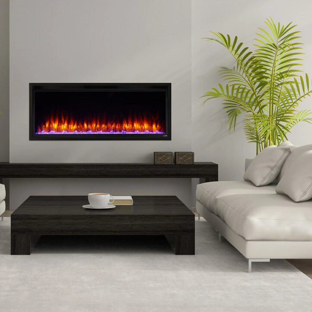 SimpliFire Allusion Platinum 60" Wall Mount/Recessed Linear Electric Fireplace | SF-ALLP60-BK