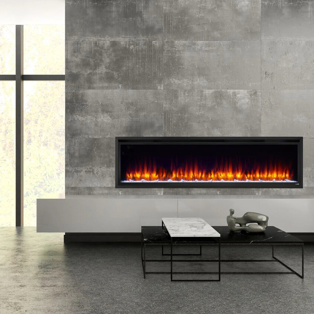 SimpliFire Allusion Platinum 72" Wall Mount/Recessed Linear Electric Fireplace | SF-ALLP72-BK