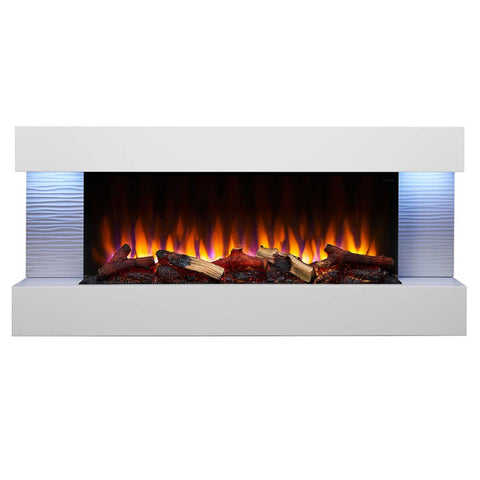 Image of SimpliFire Format 50" Floating Mantel Wall Mount Linear Electric Fireplace | SF-FM50-WH