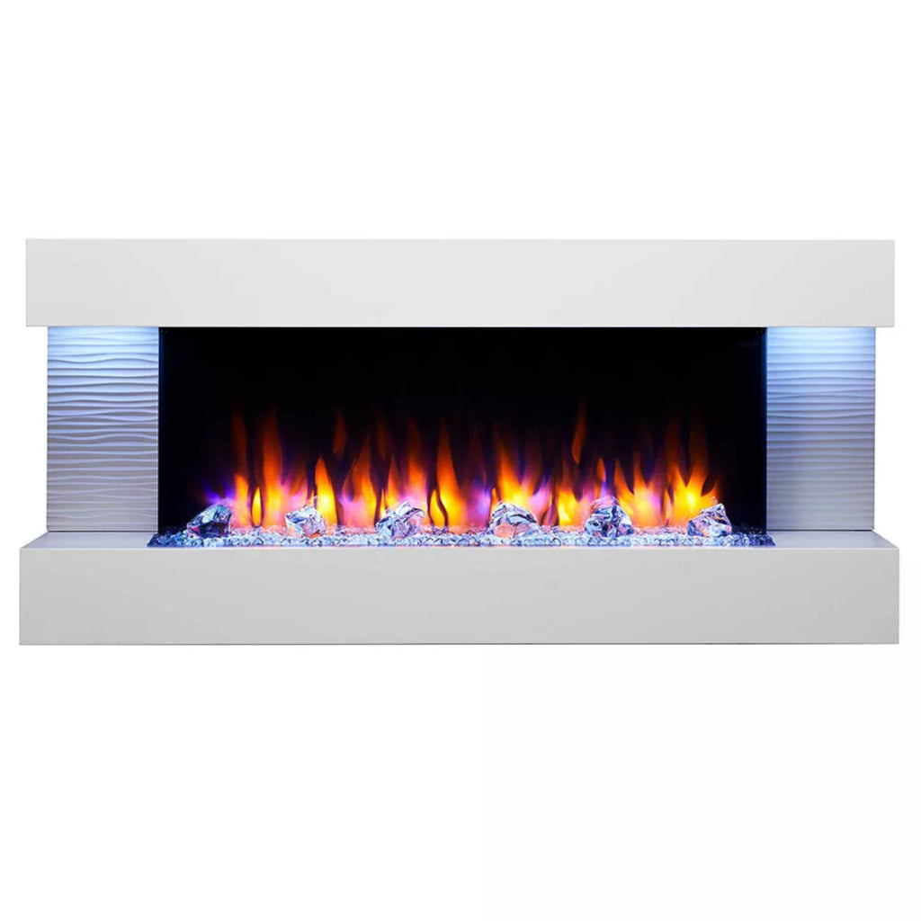SimpliFire Format 50" Floating Mantel Wall Mount Linear Electric Fireplace | SF-FM50-WH