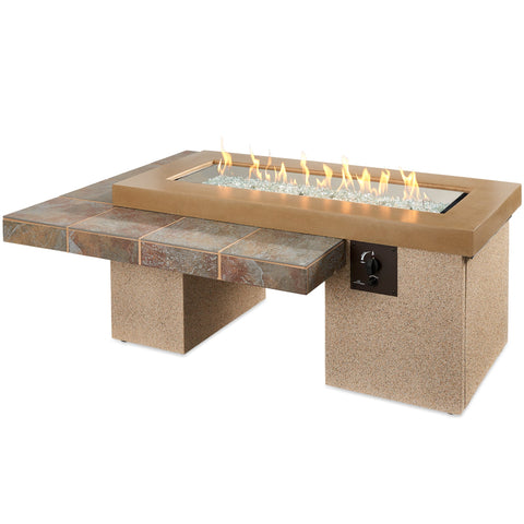 Image of The Outdoor GreatRoom Company Brown Uptown Linear Gas Fire Pit Table | UPT-1242-BRN