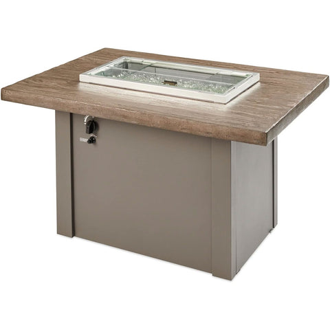 Image of The Outdoor GreatRoom Company Driftwood Havenwood Rectangular Gas Fire Pit Table with Grey Base | HVDG-1224-K