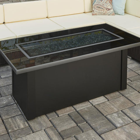 Image of The Outdoor GreatRoom Company Monte Carlo Linear Gas Fire Pit Table | MCR-1242-BLK-K