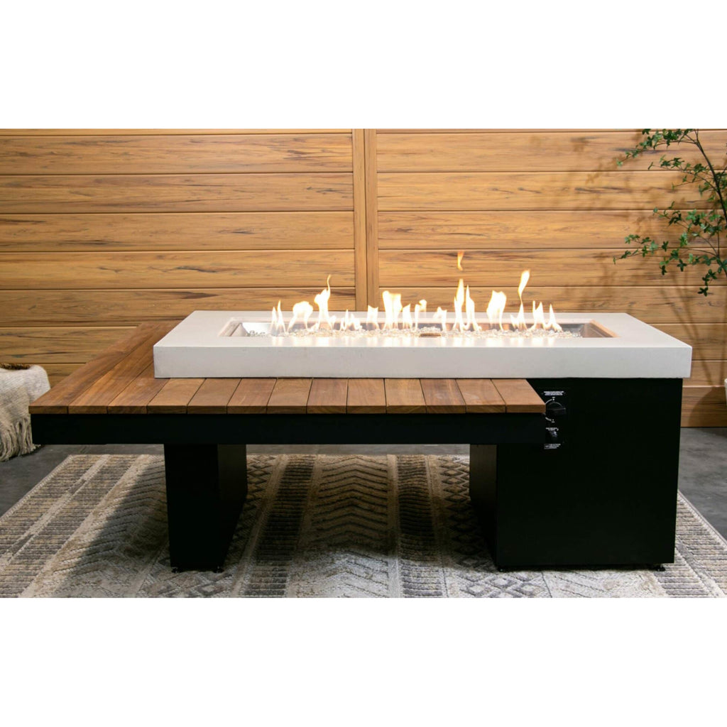 The Outdoor GreatRoom Company Uptown Iroko Linear Gas Fire Pit Table | UPT-1242-IRO