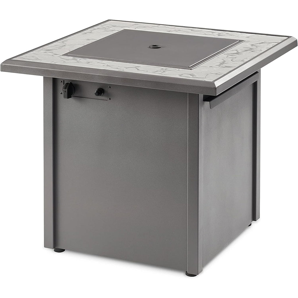 The Outdoor GreatRoom Company Vaughn Aluminum Square Gas Fire Table Grey Top with Grey Base | VGHN-GR-K