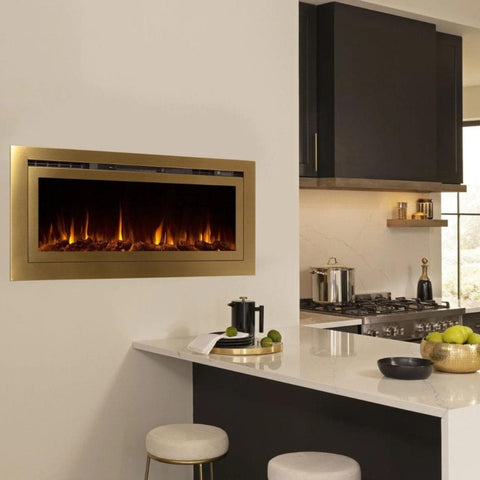 Image of Touchstone Sideline Deluxe Gold 50" Recessed Smart Electric Fireplace | 86275