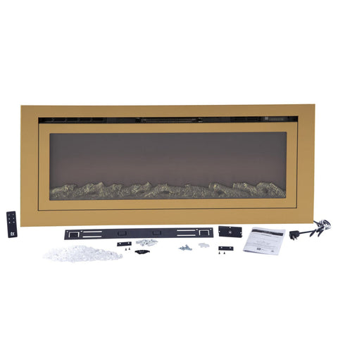 Image of Touchstone Sideline Deluxe Gold 60" Recessed Smart Electric Fireplace | 86276