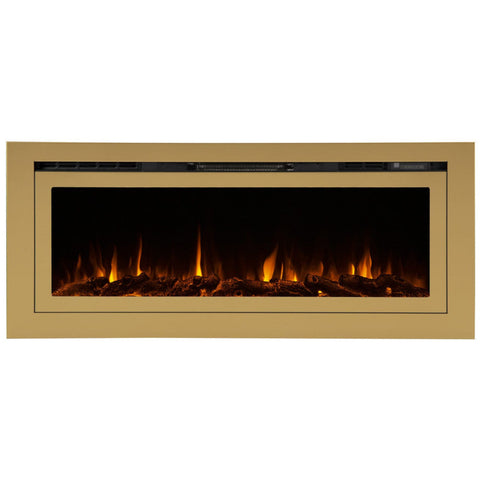 Image of Touchstone Sideline Deluxe Gold 60" Recessed Smart Electric Fireplace | 86276