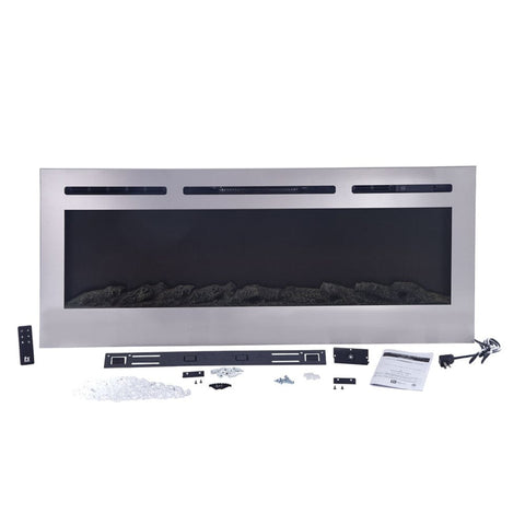 Image of Touchstone Sideline Deluxe Stainless Steel 50" Recessed Smart Electric Fireplace | 86273
