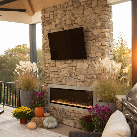 Image of Touchstone Sideline Elite 60 Inch Recessed Smart Outdoor Weatherproof Electric Fireplace | 80049