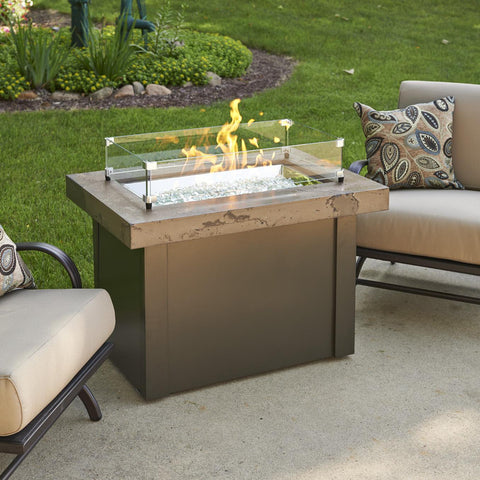 Image of The Outdoor GreatRoom Company Providence 32-Inch Rectangular Natural Gas Fire Pit Table - Brown - PROV-1224-MNB-K-NG - Fire Pit Table - The Outdoor GreatRoom Company - ElectricFireplacesPlus.com