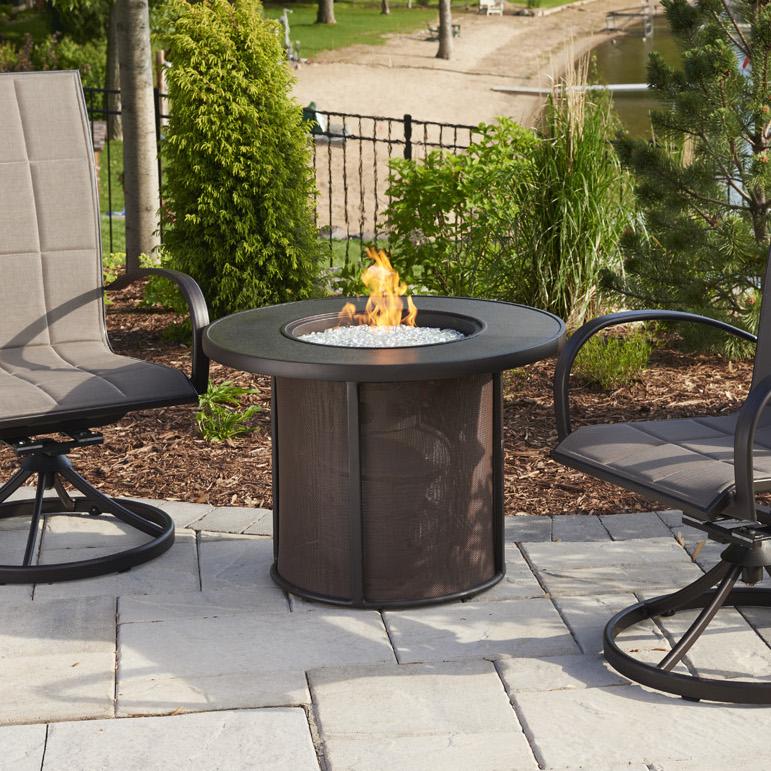 The Outdoor GreatRoom Company Stonefire 31-Inch Round Natural Gas Fire Pit Table - Brown - SF-32-K-NG - Fire Pit Table - The Outdoor GreatRoom Company - ElectricFireplacesPlus.com