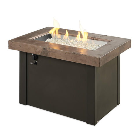 Image of The Outdoor GreatRoom Company Providence 32-Inch Rectangular Natural Gas Fire Pit Table - Brown - PROV-1224-MNB-K-NG - Fire Pit Table - The Outdoor GreatRoom Company - ElectricFireplacesPlus.com