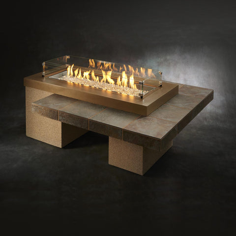 Image of The Outdoor GreatRoom Company Uptown 64-Inch Linear Natural Gas Fire Pit Table - Brown - UPT-1242-BRN-NG - Fire Pit Table - The Outdoor GreatRoom Company - ElectricFireplacesPlus.com