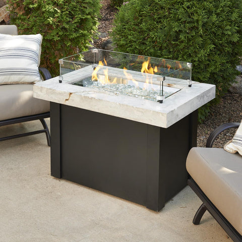 Image of The Outdoor GreatRoom Company Providence 32-Inch Rectangular Propane Gas Fire Pit Table - White - PROV-1224-WO-K - Fire Pit Table - The Outdoor GreatRoom Company - ElectricFireplacesPlus.com