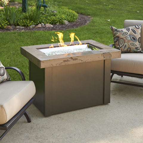 The Outdoor GreatRoom Company Providence 32-Inch Rectangular Natural Gas Fire Pit Table - Brown - PROV-1224-MNB-K-NG - Fire Pit Table - The Outdoor GreatRoom Company - ElectricFireplacesPlus.com