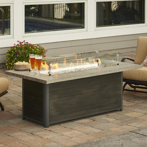 Image of The Outdoor GreatRoom Company 61-Inch Linear Natural Gas Fire Pit Table - Grey Cedar - CR-1242-K-NG - Fire Pit Table - The Outdoor GreatRoom Company - ElectricFireplacesPlus.com
