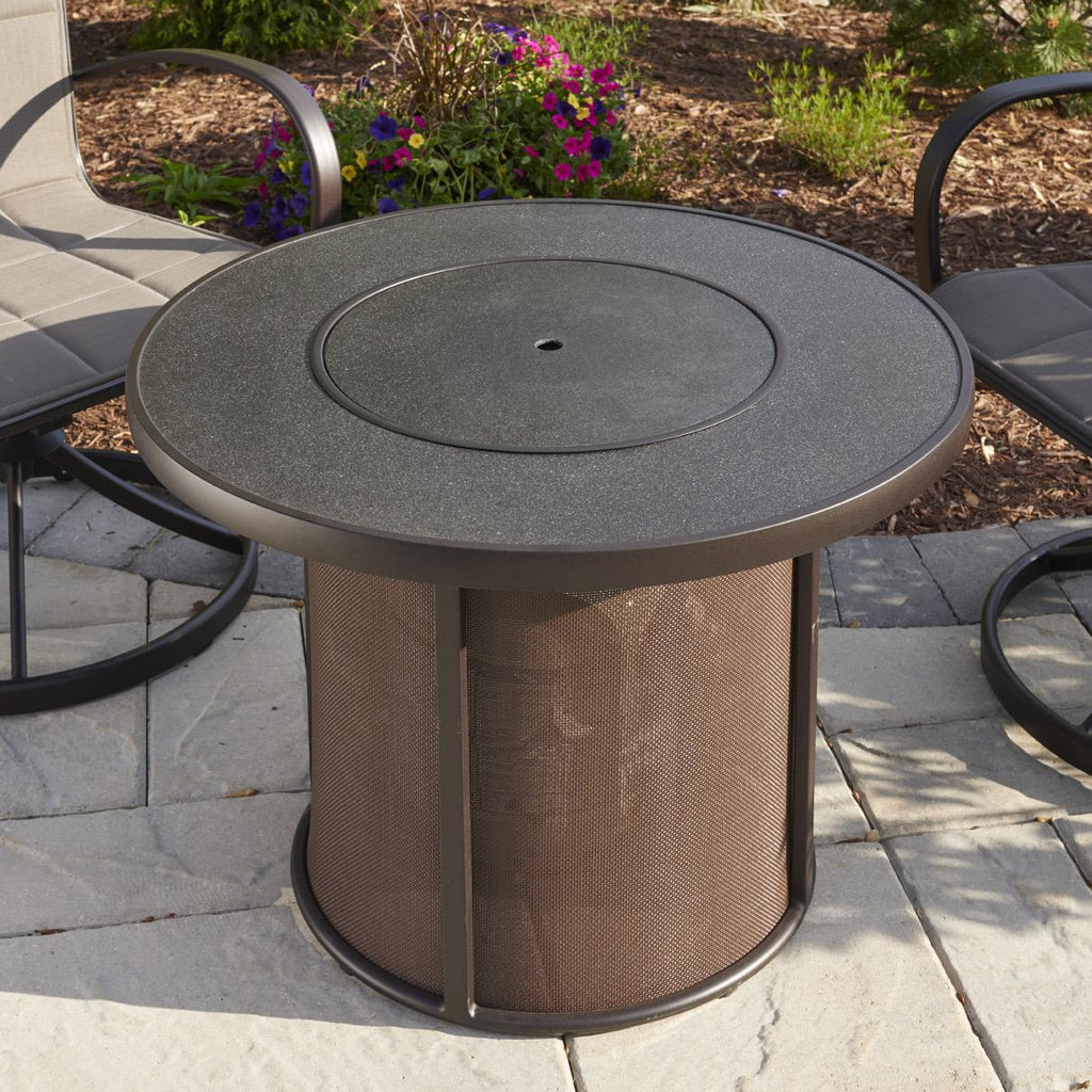 The Outdoor GreatRoom Company Stonefire 31-Inch Round Natural Gas Fire Pit Table - Brown - SF-32-K-NG - Fire Pit Table - The Outdoor GreatRoom Company - ElectricFireplacesPlus.com