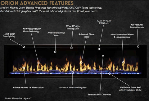 Image of Modern Flames Orion Multi 120" Virtual Fireplace | Recessed Mount | Single Or Multi-Sided | OR120-MULTI