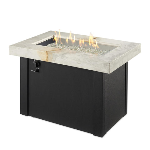 Image of The Outdoor GreatRoom Company Providence 32-Inch Rectangular Propane Gas Fire Pit Table - White - PROV-1224-WO-K - Fire Pit Table - The Outdoor GreatRoom Company - ElectricFireplacesPlus.com