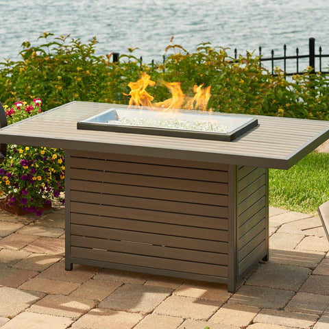 Image of The Outdoor GreatRoom Company Brooks 50-Inch Rectangular Propane Gas Fire Pit Table - Grey - BRK-1224-K - Fire Pit Table - The Outdoor GreatRoom Company - ElectricFireplacesPlus.com