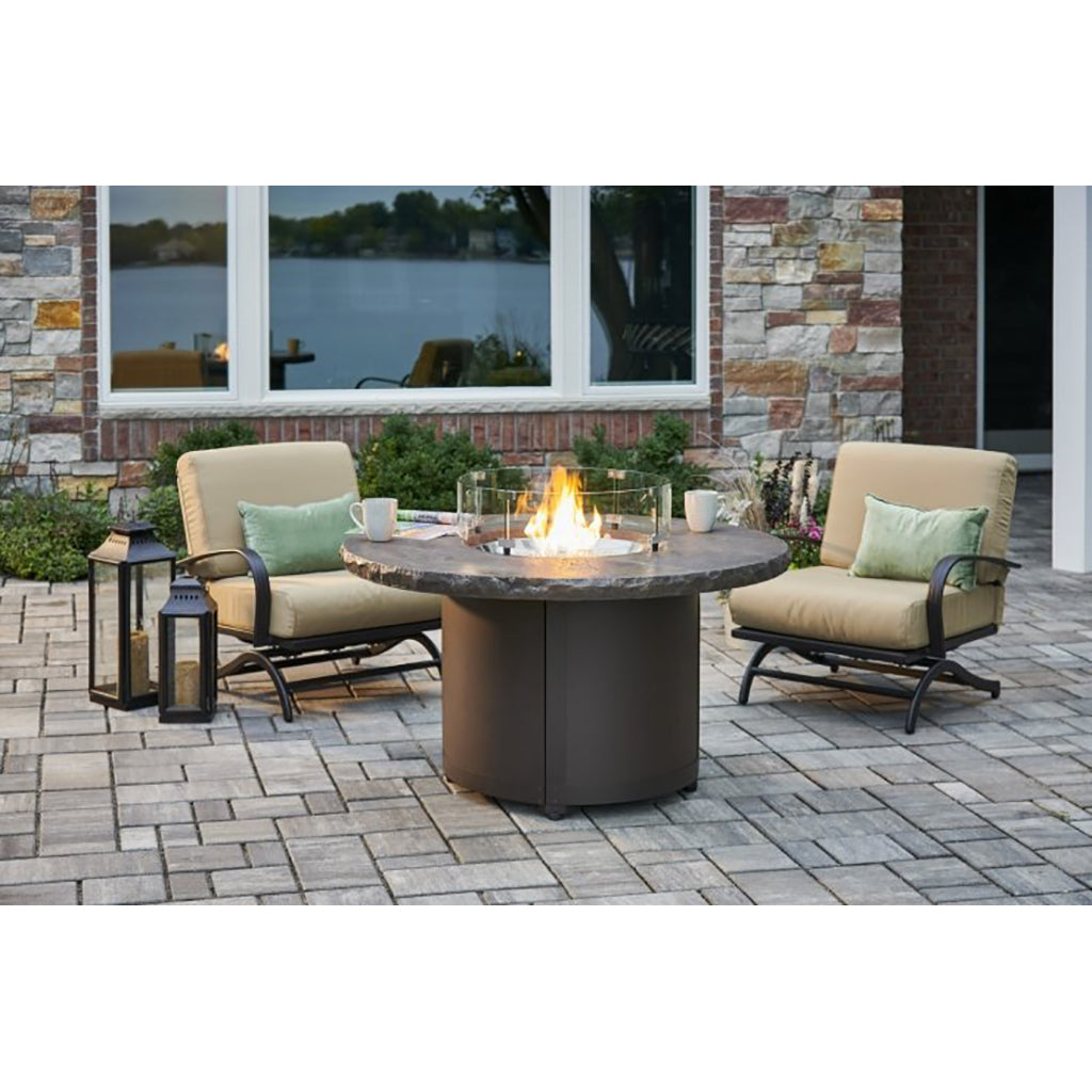 The Outdoor GreatRoom Company Marbleized Noche Beacon Round Gas Fire Pit Table - BC-20-MNB