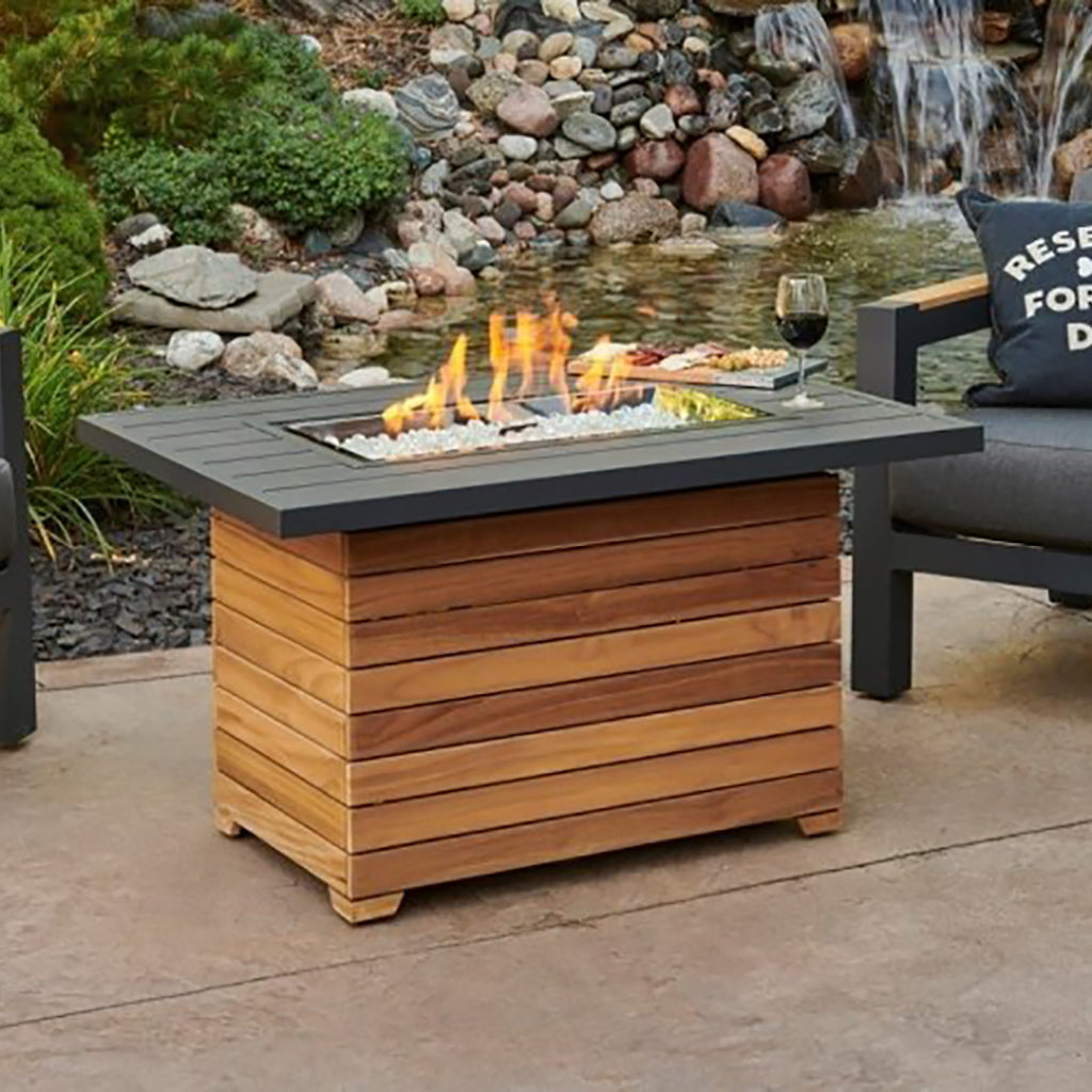 The Outdoor GreatRoom Company Darien Rectangular Gas Fire Pit Table with Aluminum Top | DAR-1224-K