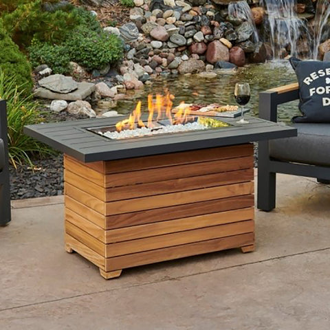 Image of The Outdoor GreatRoom Company Darien Rectangular Gas Fire Pit Table with Aluminum Top | DAR-1224-K