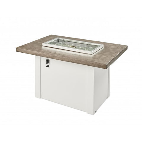 Image of The Outdoor GreatRoom Company Driftwood Havenwood Rectangular Gas Fire Pit Table with White Base | HVDW-1224-K