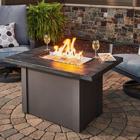 Image of The Outdoor GreatRoom Company Stone Grey Havenwood Rectangular Gas Fire Pit Table with Grey Base | HVGG-1224-K