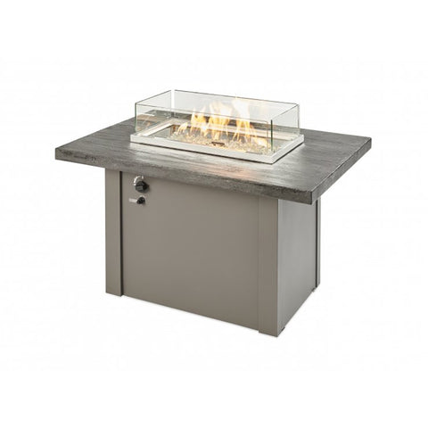 The Outdoor GreatRoom Company Stone Grey Havenwood Rectangular Gas Fire Pit Table with Grey Base | HVGG-1224-K