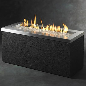 The Outdoor GreatRoom Company Stainless Steel Key Largo Linear Gas Fire Pit Table | KL-1242-SS