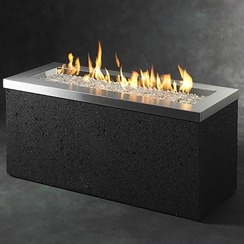 Image of The Outdoor GreatRoom Company Stainless Steel Key Largo Linear Gas Fire Pit Table | KL-1242-SS