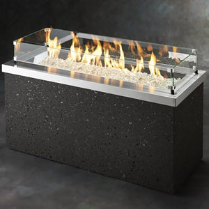 The Outdoor GreatRoom Company Stainless Steel Key Largo Linear Gas Fire Pit Table | KL-1242-SS