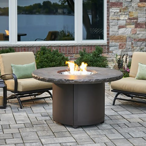 Image of The Outdoor GreatRoom Company Marbleized Noche Beacon Round Gas Fire Pit Table - BC-20-MNB