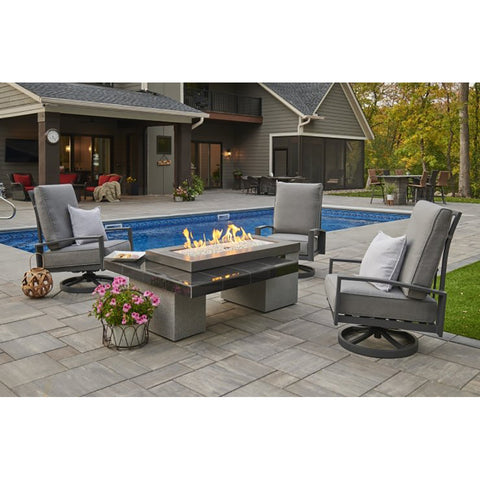 Image of The Outdoor GreatRoom Company Black Uptown Linear Gas Fire Pit Table | UPT-1242